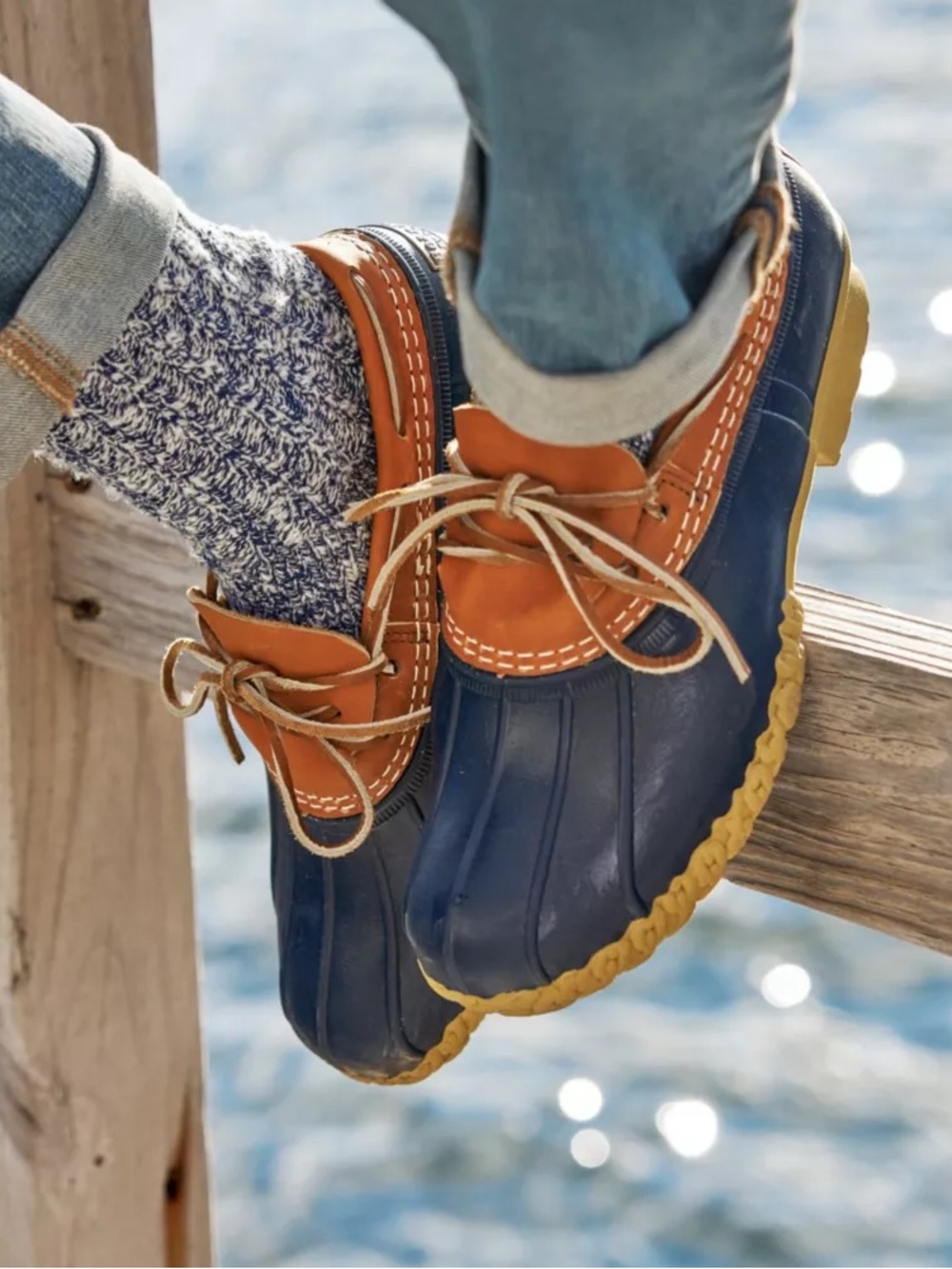 L.L. Bean Blue & Brown Duck Boots